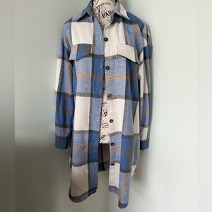 Plaid Blue and Cream Women's Jacket perfect with jeans
